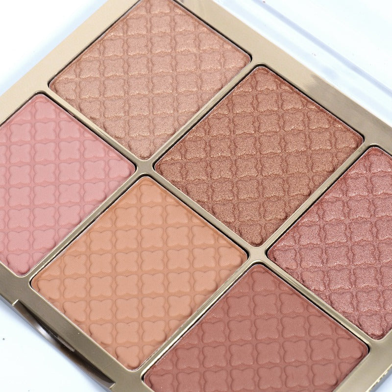 6 Color Square Face Palette - Versatile Blush, Highlighter & Contour Kit for a Radiant UEA Glow