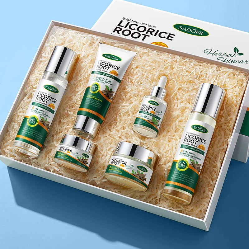 Sadoer Licorice Root Whitening Skin Care Set – Brightening & Anti-Aging Solution for Glowing Skin in UAE