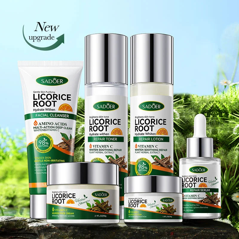 Sadoer Licorice Root Whitening Skin Care Set – Brightening & Anti-Aging Solution for Glowing Skin in UAE