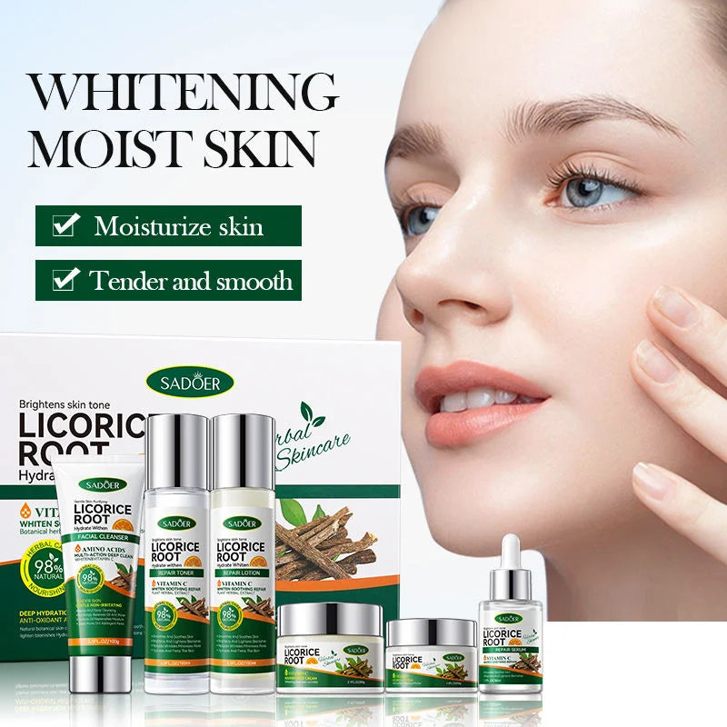 Sadoer Licorice Root Whitening Skin Care Set – Brightening & Anti-Aging Solution for Glowing Skin in UAE