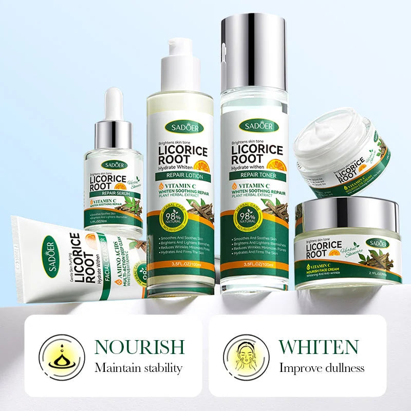 Sadoer Licorice Root Whitening Skin Care Set – Brightening & Anti-Aging Solution for Glowing Skin in UAE