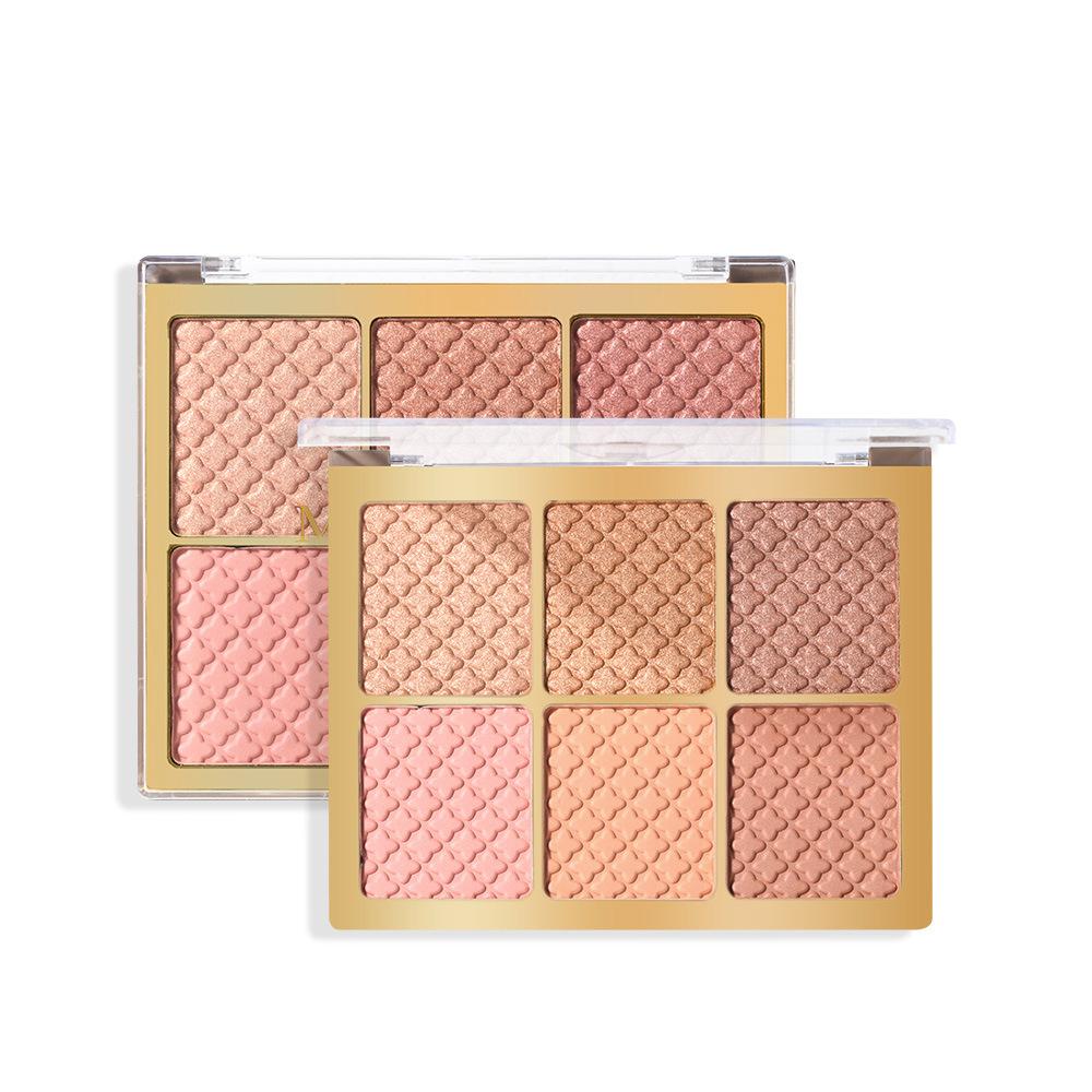 6 Color Square Face Palette - Versatile Blush, Highlighter & Contour Kit for a Radiant UEA Glow