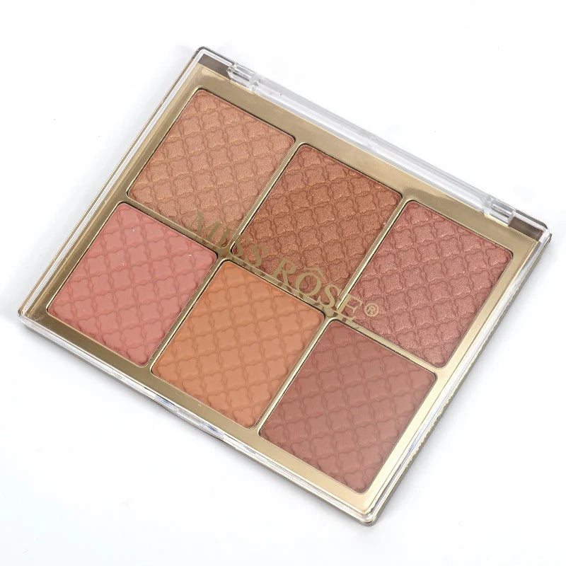 6 Color Square Face Palette - Versatile Blush, Highlighter & Contour Kit for a Radiant UEA Glow